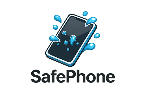 haz un logo que ponga SafePhone y que haya como agua que no moje porque hay una funda que protege al movil